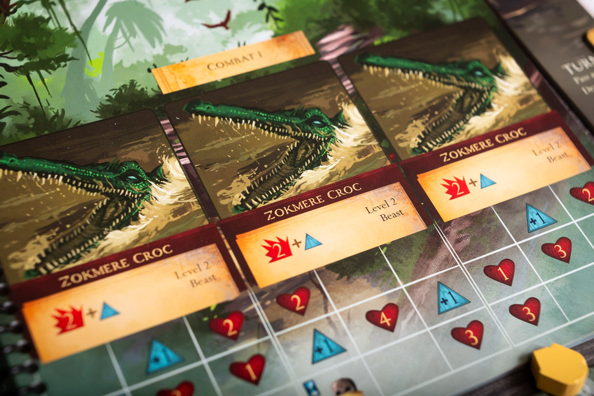 Sleeping Gods: Primeval Peril back of box showing game details and overview