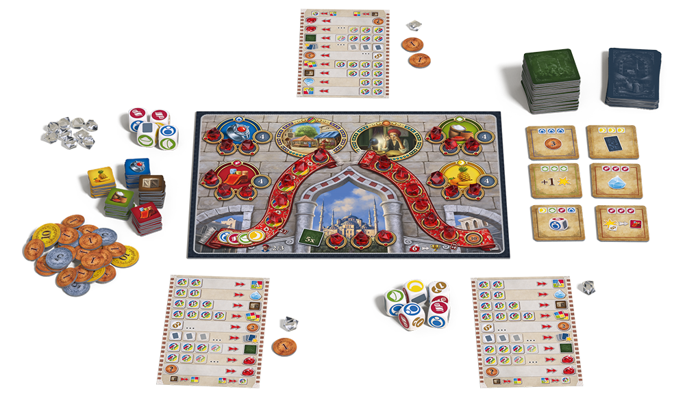 Istanbul game board and bazaar tiles