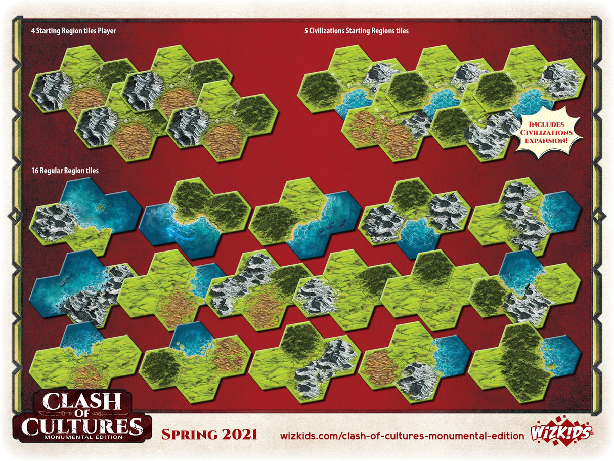 Clash of Cultures Monumental Edition game board with modular map tiles