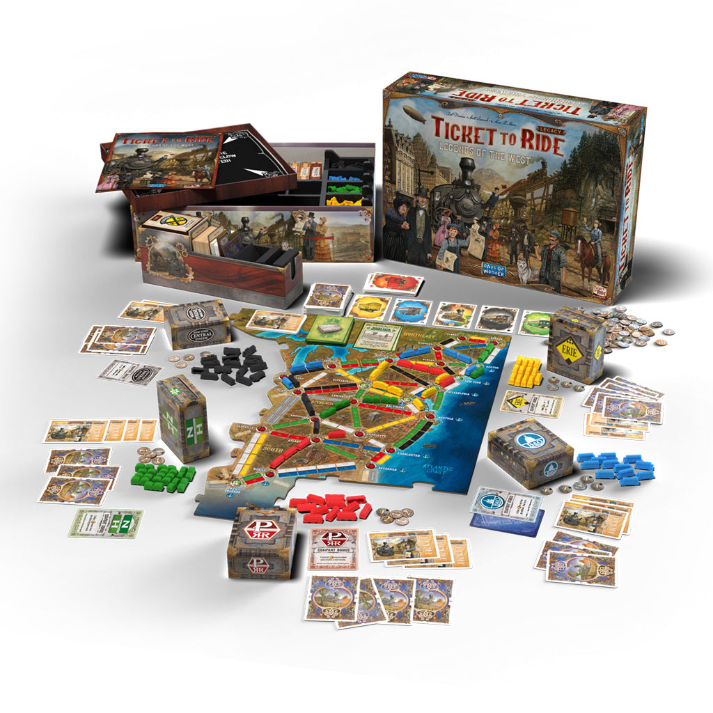 Ticket to Ride Legacy Legends of the West train cards and route components