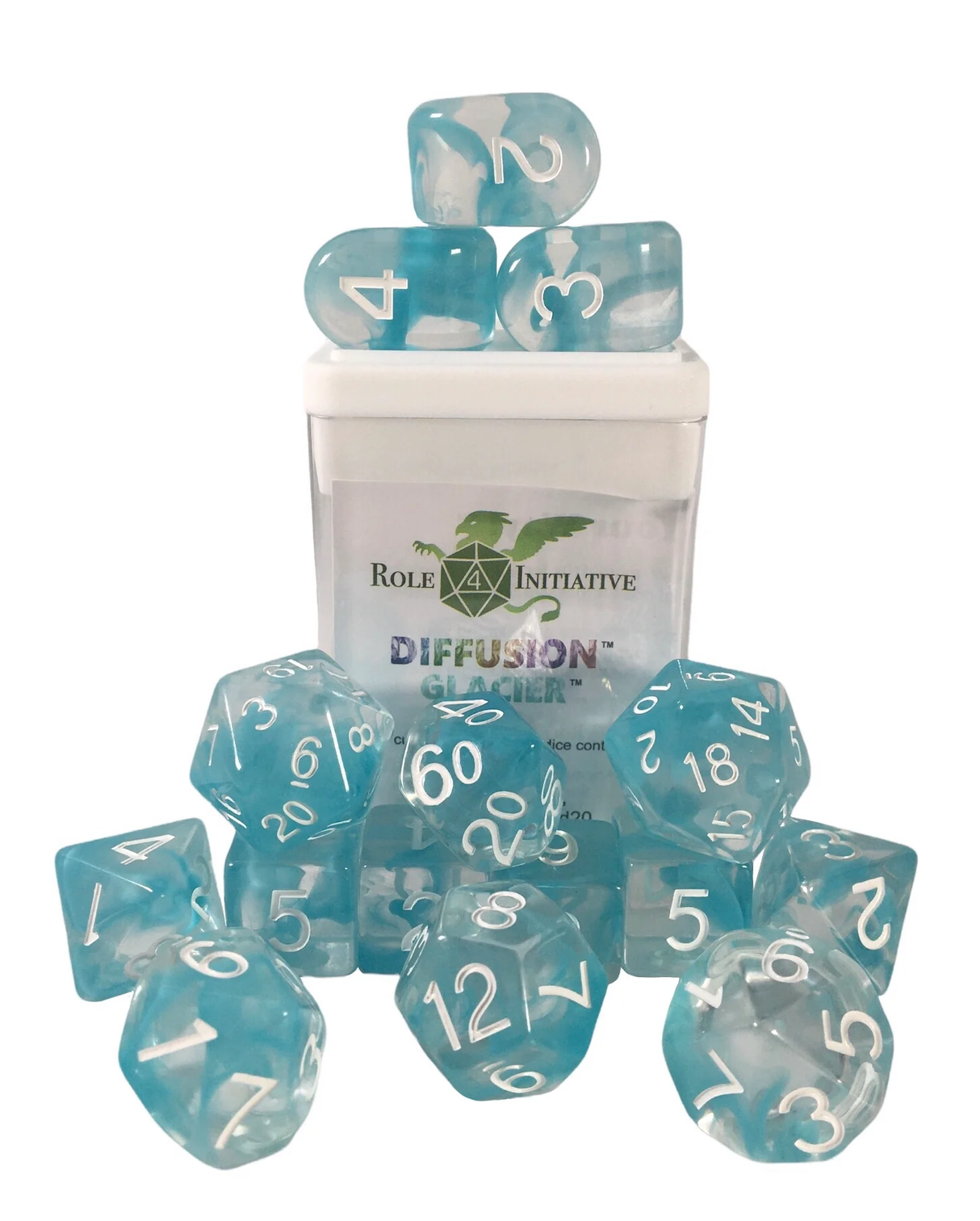 Polyhedral Dice: Diffusion Glacier - Set of 15 | Elderwoods