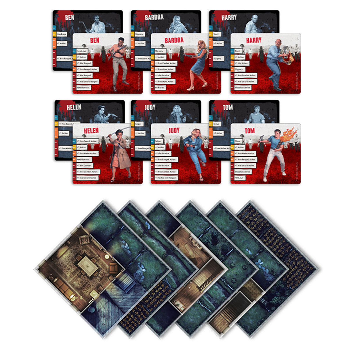 Zombicide: Night of the Living Dead character cards