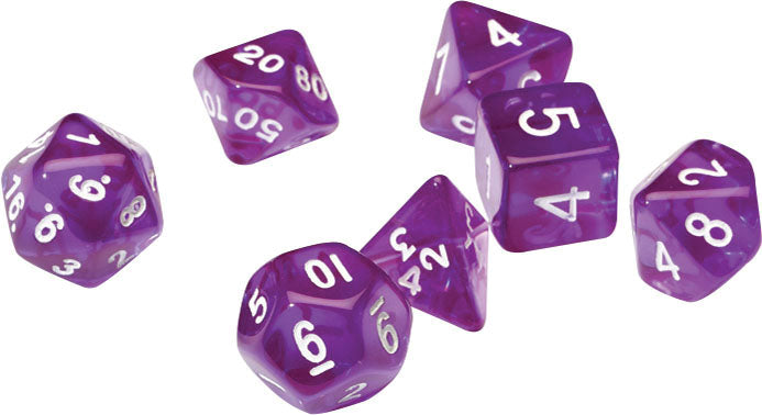 Sirius Dice: RPG Dice Set (7): Translucent Purple Resin