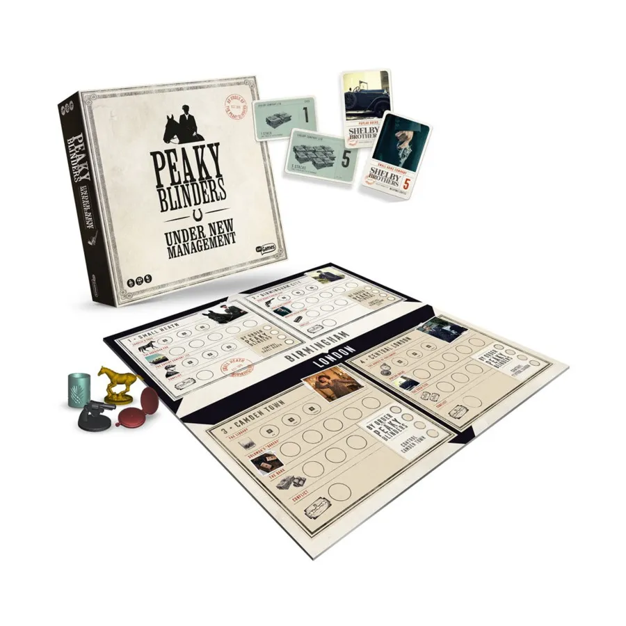 Peaky Blinders strategy game setup with Birmingham map