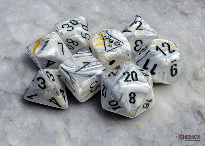 Lab Dice 8: Polyhedral 7-Die Set (w/ bonus die) RPG featuring complete 8-piece set