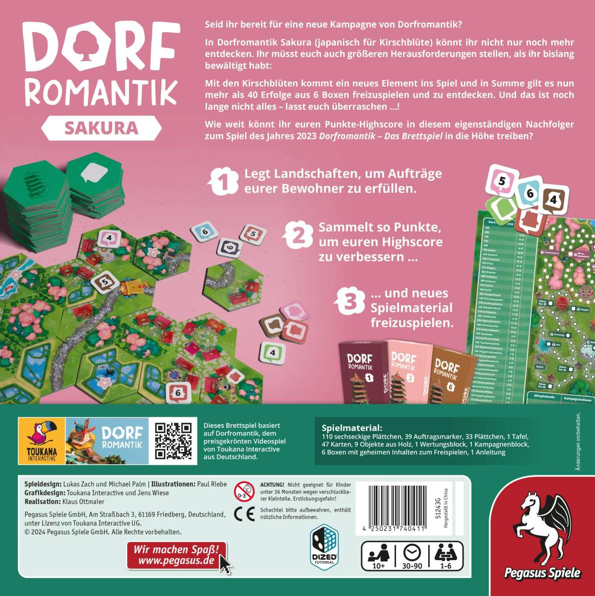 Dorfromantik: Sakura board game hexagonal tiles with cherry blossom themed scenery