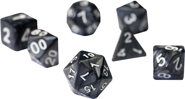 Sirius Dice: RPG Dice Set (7): Pearl Charcoal Grey Acrylic