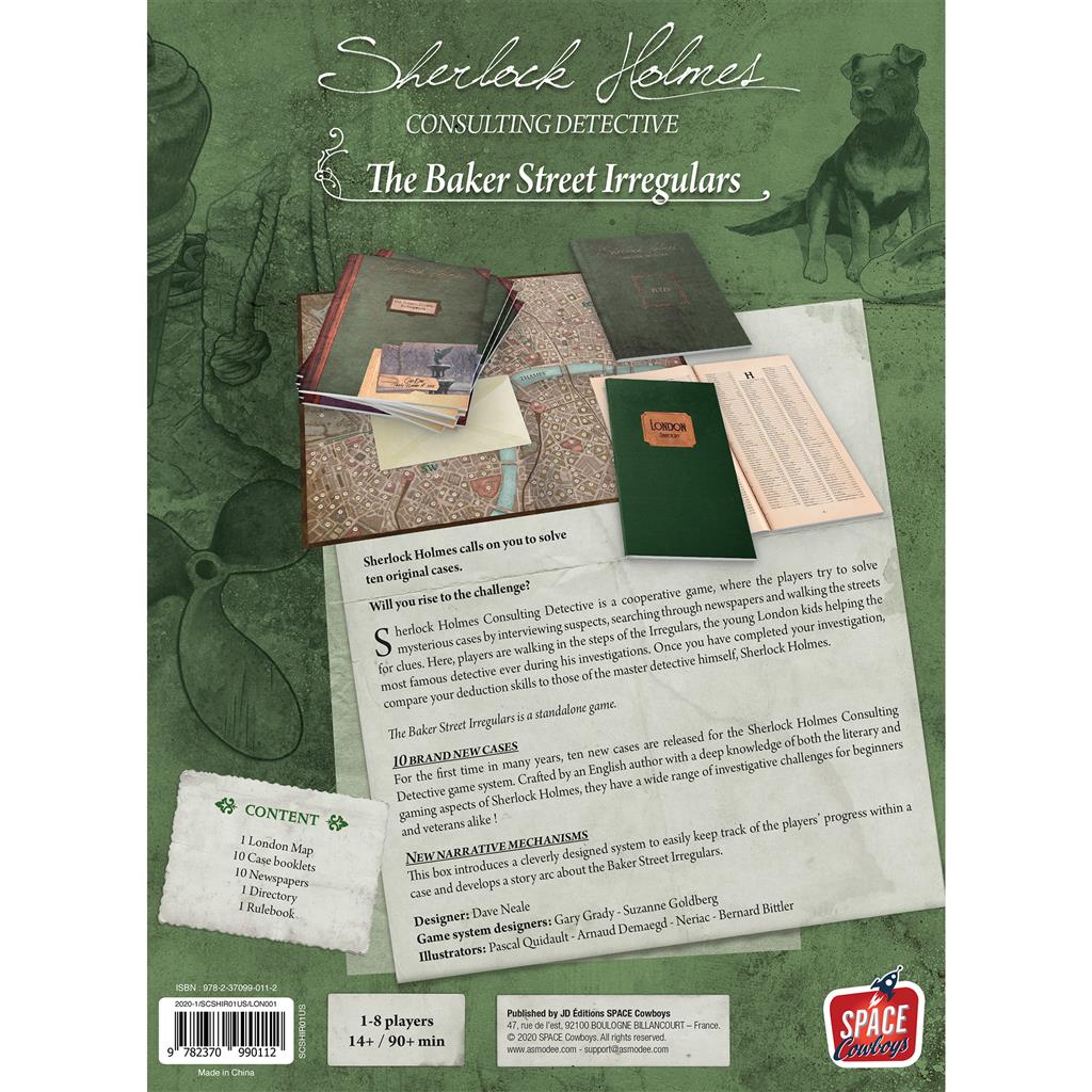 Sherlock Holmes The Baker Street Irregulars Victorian London map and clue-gathering mechanics for mystery solving