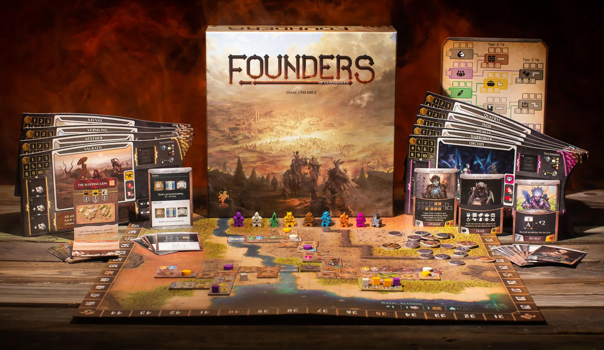 Gloomhaven: Founders of Gloomhaven game components and building tiles
