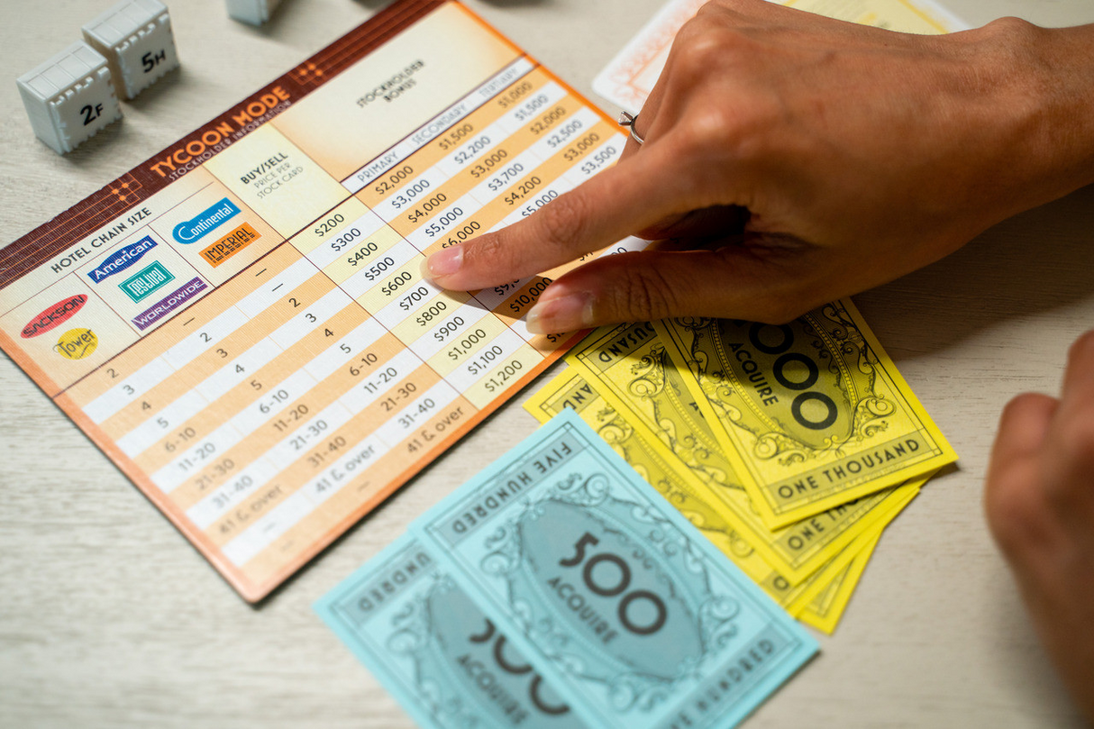 Acquire game board with hotel chains