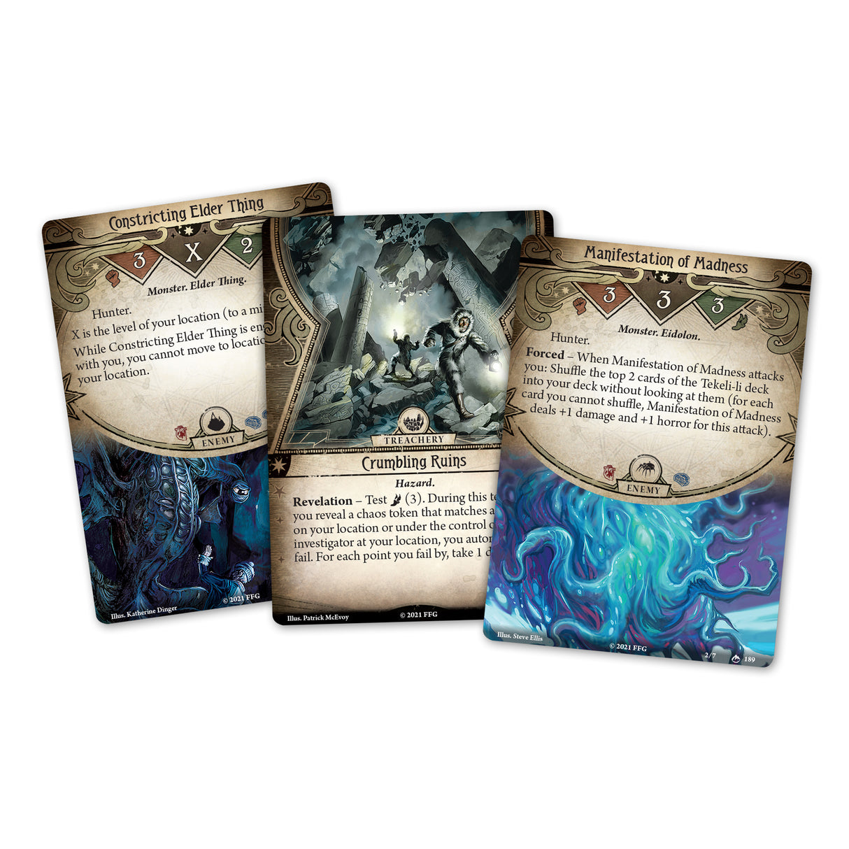 Arkham Horror: TCG - Edge of the Earth Campaign Expansion displaying campaign components