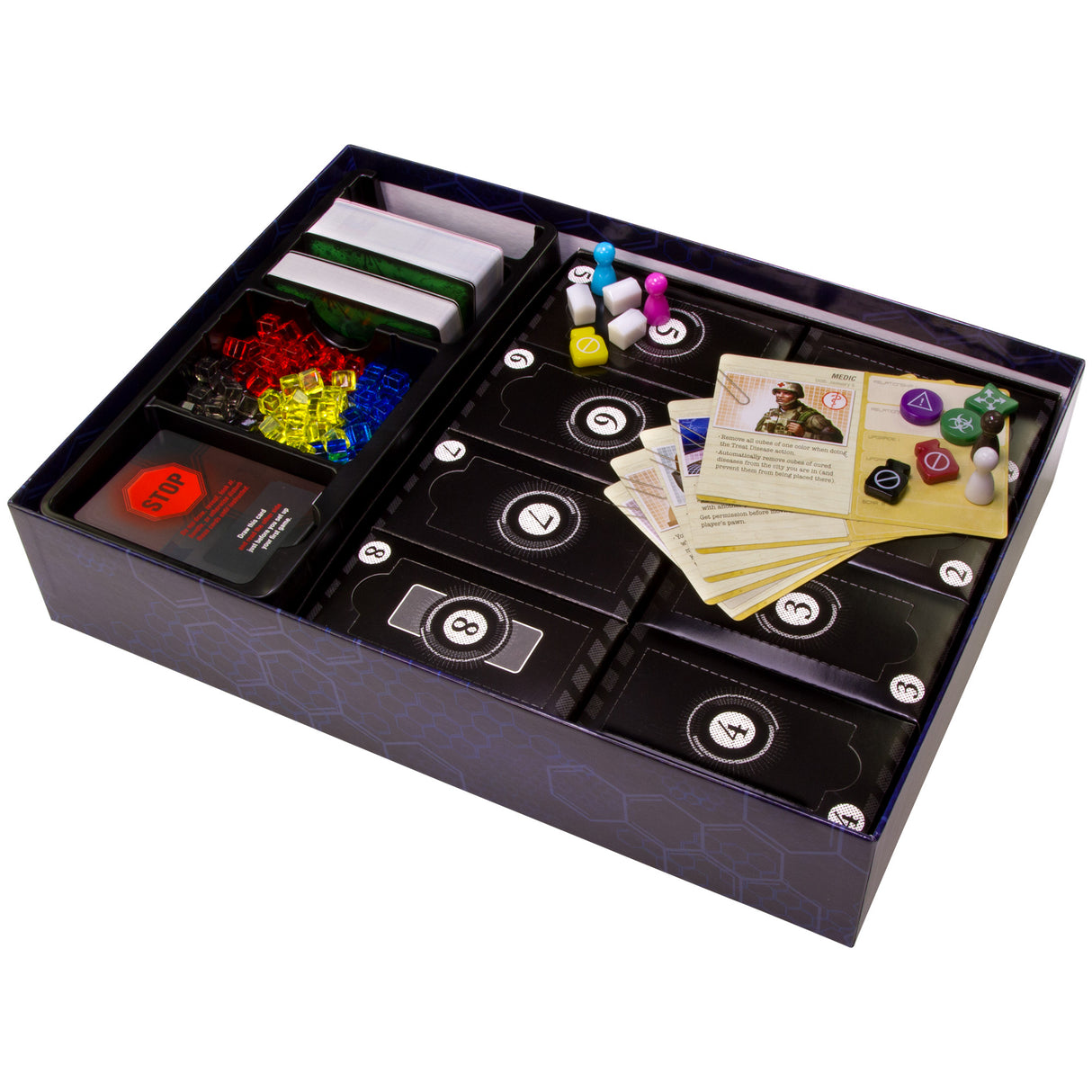 Pandemic: Legacy: Season 1 (Blue Edition) detailed game pieces