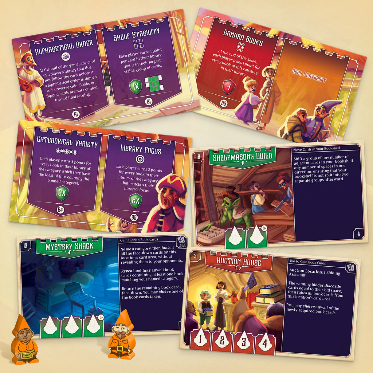 Ex Libris: 2nd Edition character cards and worker placement
