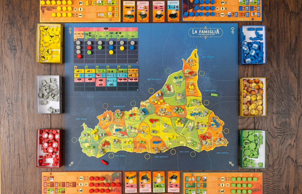 La Famiglia: The Great Mafia War game board and territories