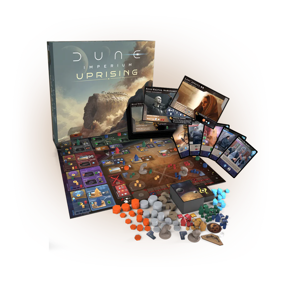 Dune: Imperium - Uprising game components and faction cards