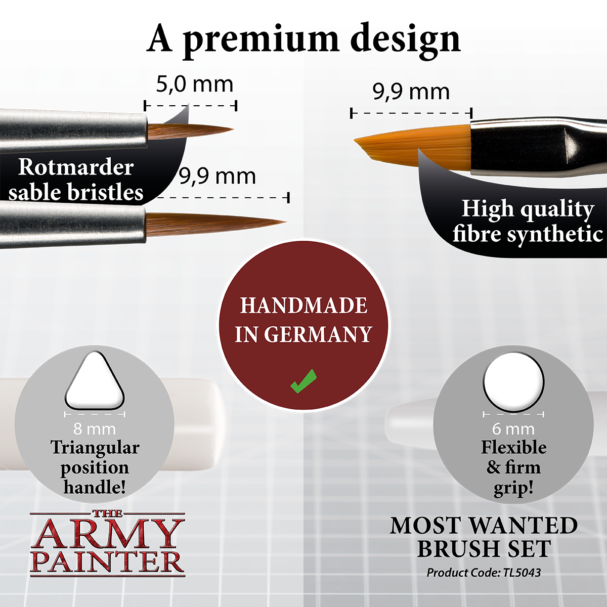 Most Wanted Brush Set showing individual brush types and sizes included