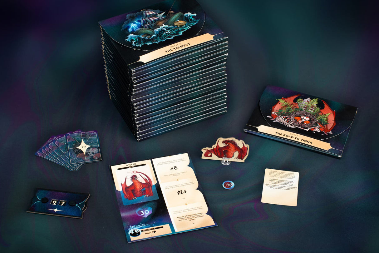 Kinfire Chronicles Night's Fall complete game setup with all components