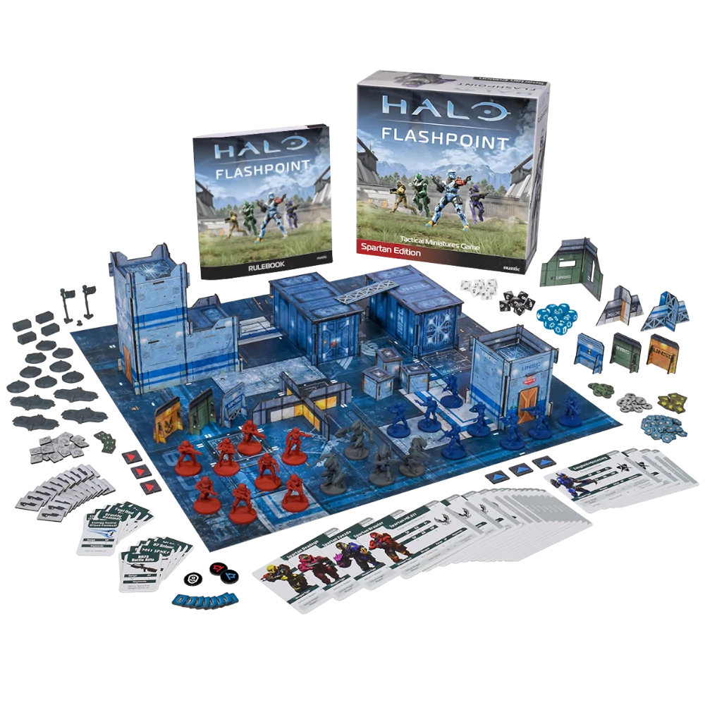 Halo Flashpoint Spartan Edition complete game components and miniatures