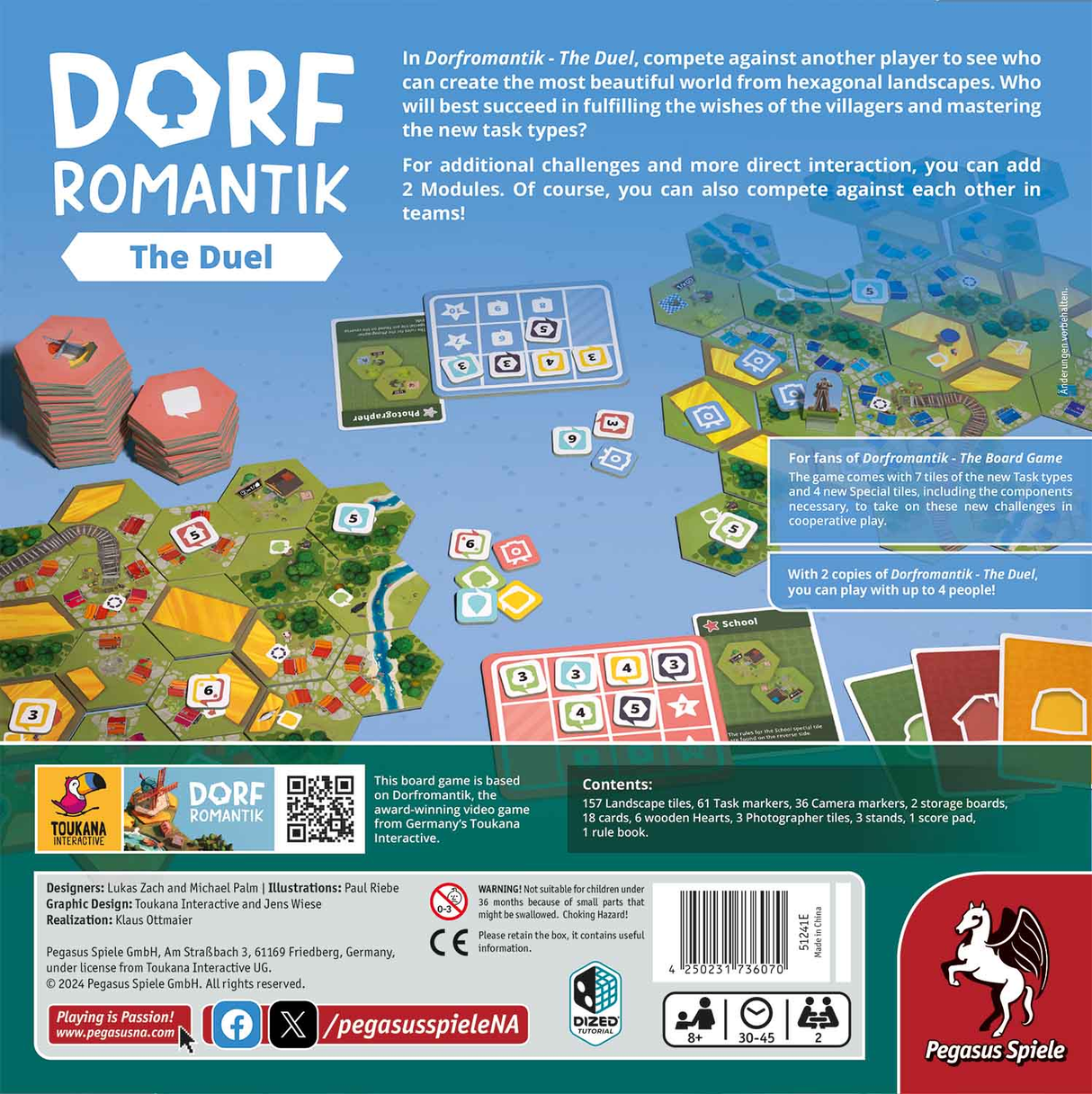 Dorfromantik: The Duel board game box and tiles