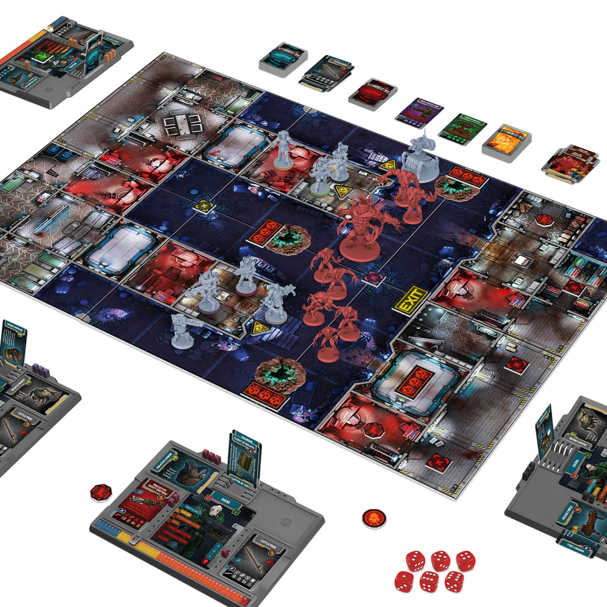 Zombicide: Dark Side gameplay setup with tiles