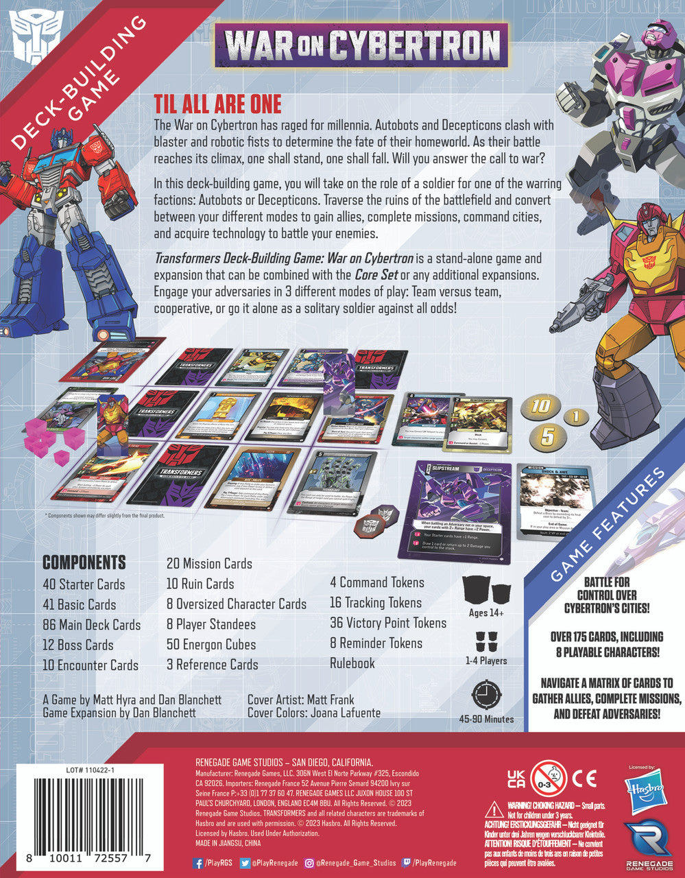 Transformers DBG: War on Cybertron (stand-alone or expansion) game components and cards