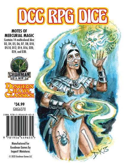 DCC Dice: Motes of Mercurial Magic (14 Dice Set) full collection display