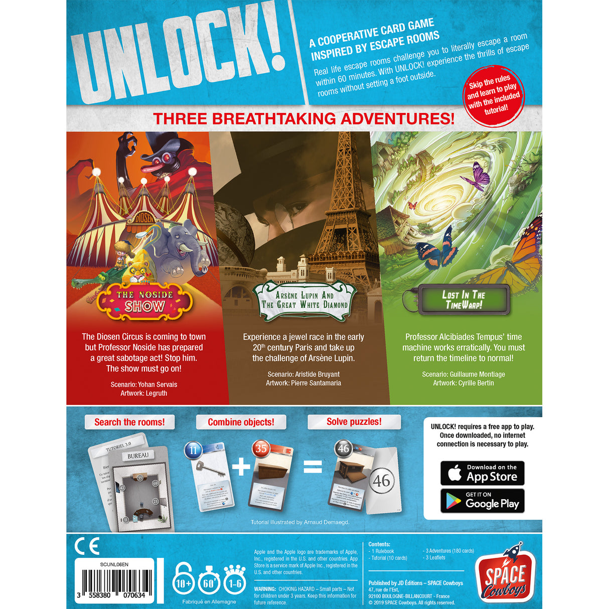 Unlock!: Timeless Adventures board game back of box