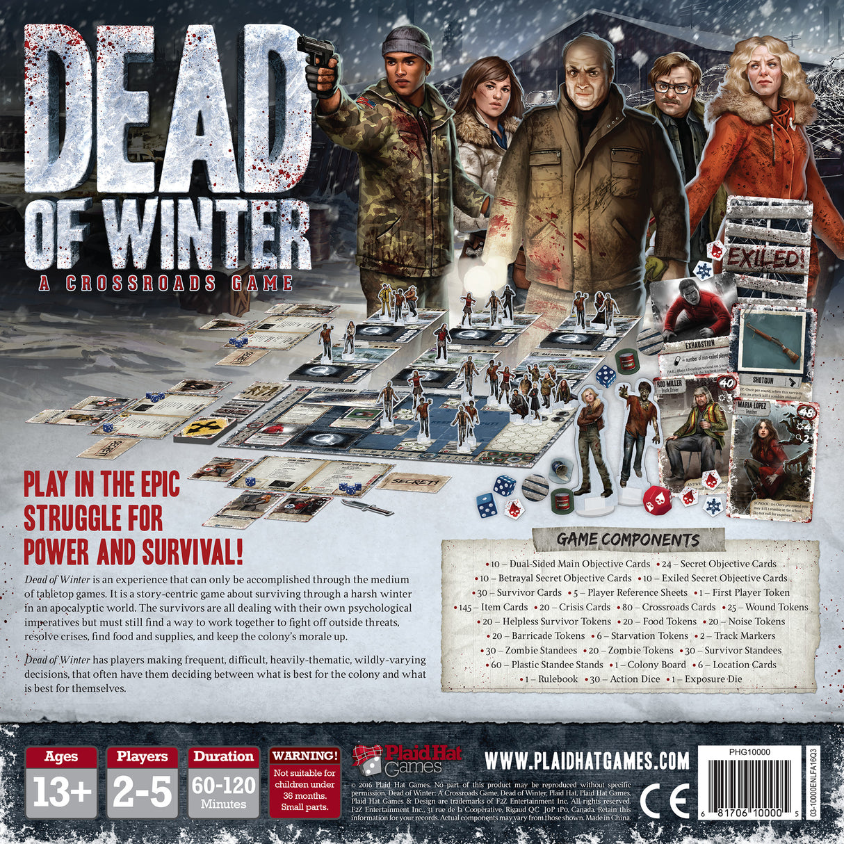 Dead of Winter game components and survivor cards