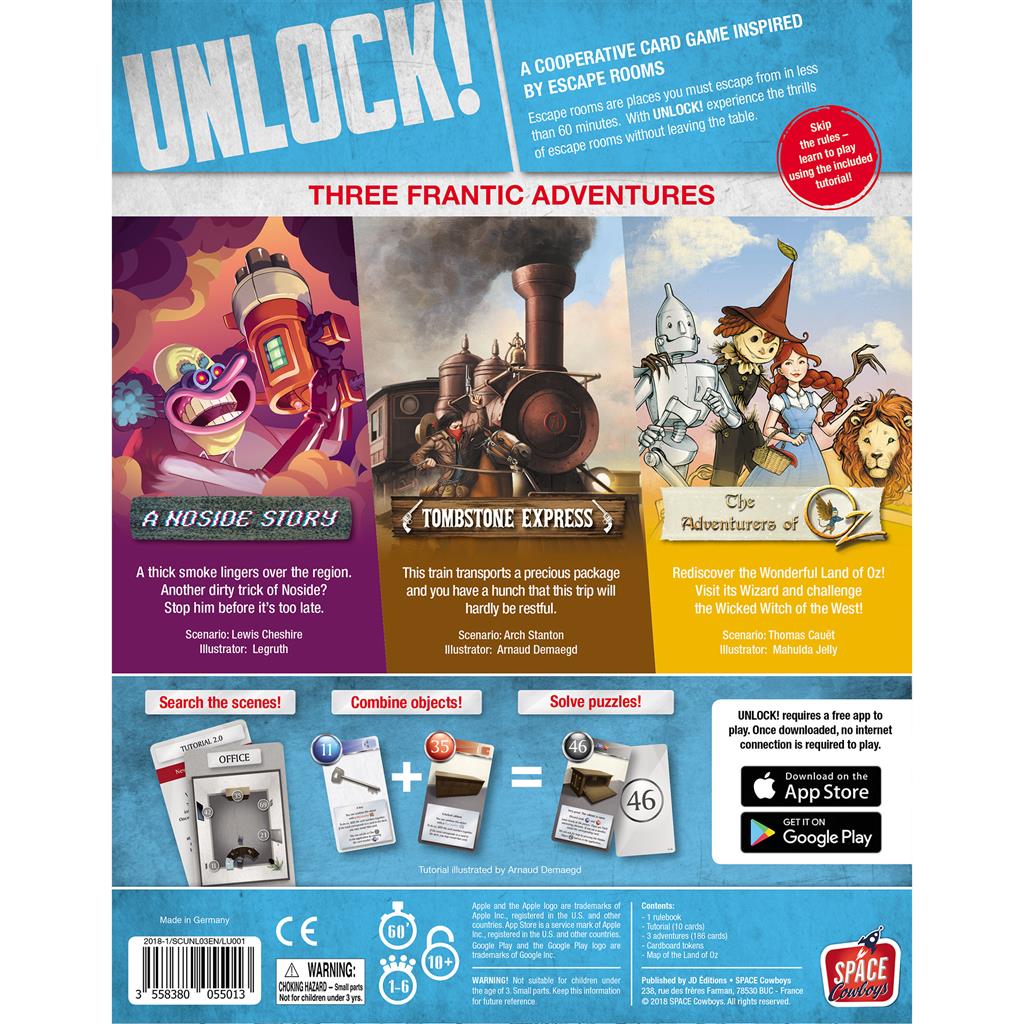 Unlock!: Secret Adventures board game back of box