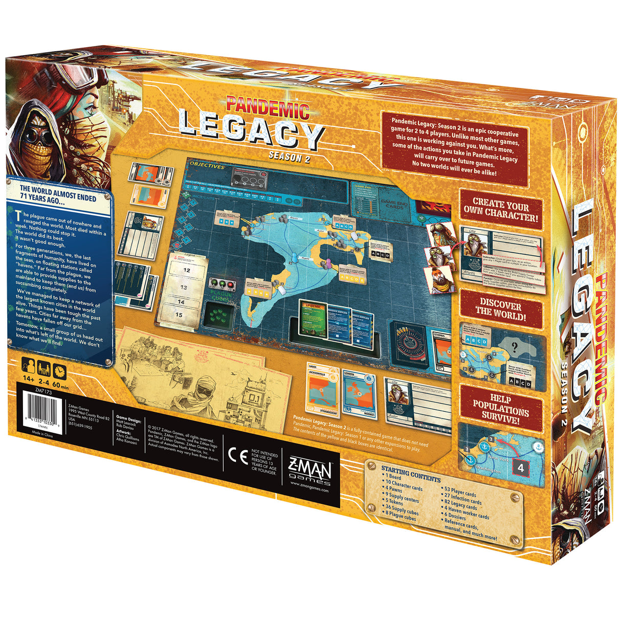 Pandemic: Legacy: Season 2 (Yellow Edition) detailed game pieces