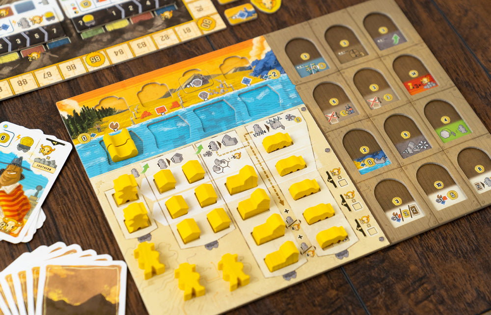 Boonlake game components and settlement tiles