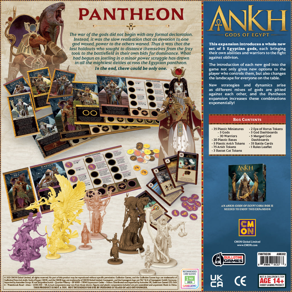 Ankh: Gods of Egypt - Pantheon Expansion game components and tokens
