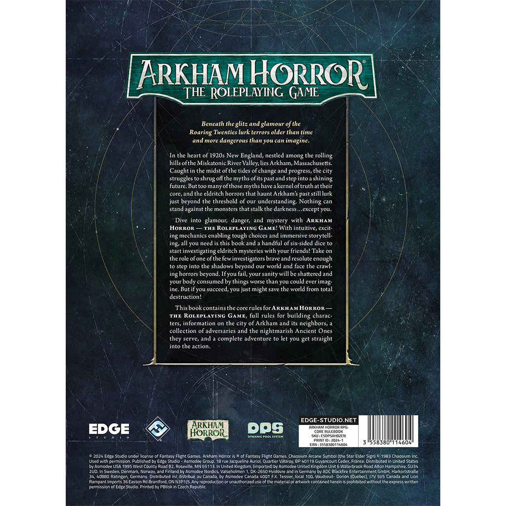Arkham Horror RPG Core Rulebook RPG back of book