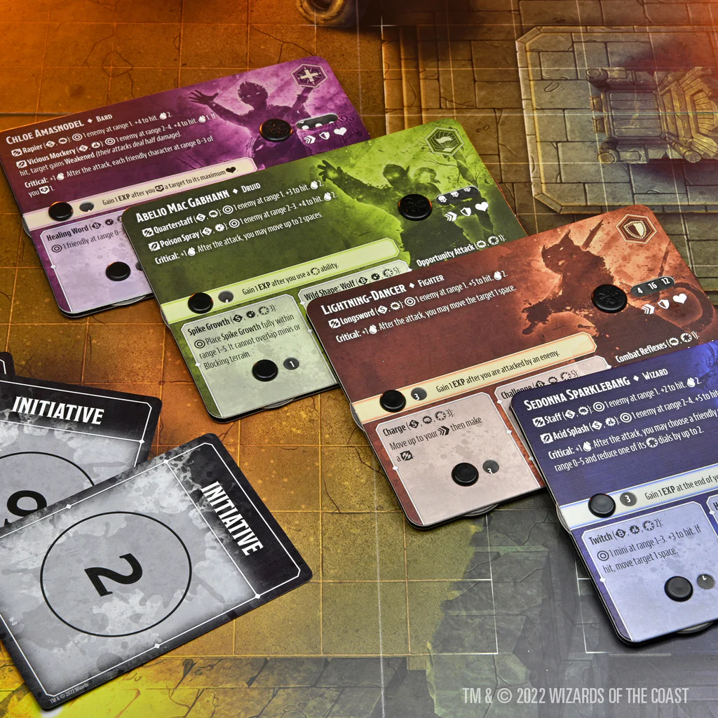 Dungeons Dragons Onslaught tactical gameplay with scenario cards