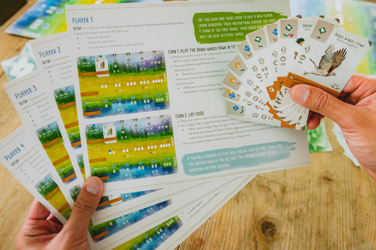 Wingspan game components and bird cards