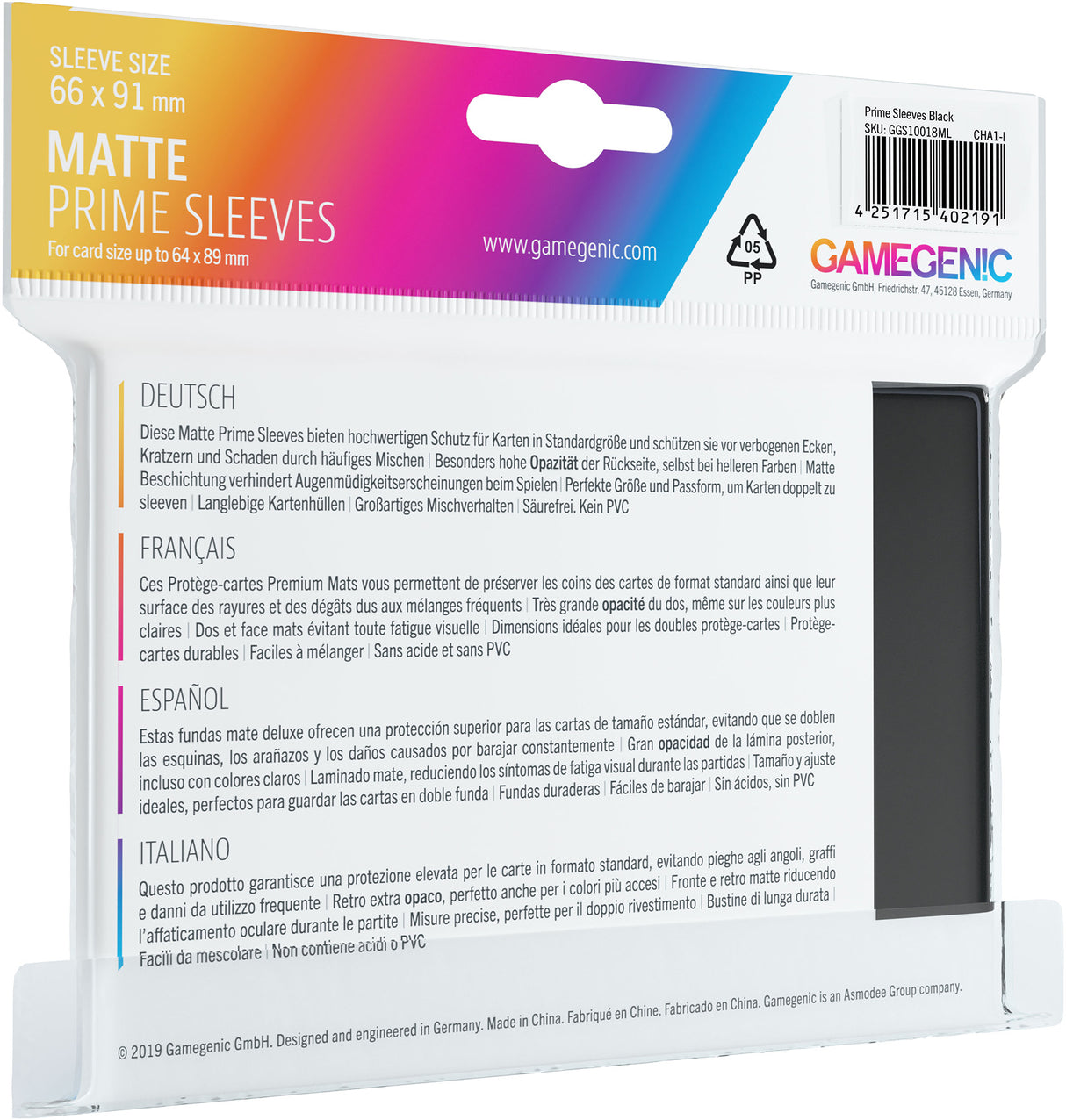 Gamegenic: Matte Prime Sleeve Black