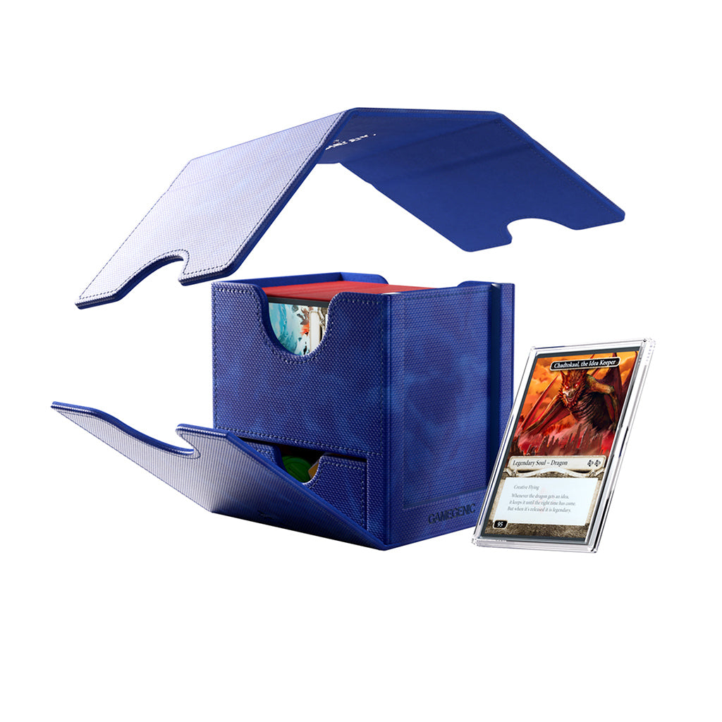 Sidekick PRO 100+ XL Deck Box - Blue open with card storage