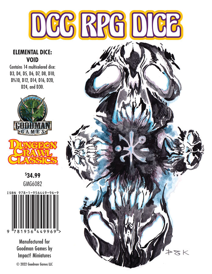 DCC Dice: Elemental Dice Set - Void (14 Dice Set) full collection display
