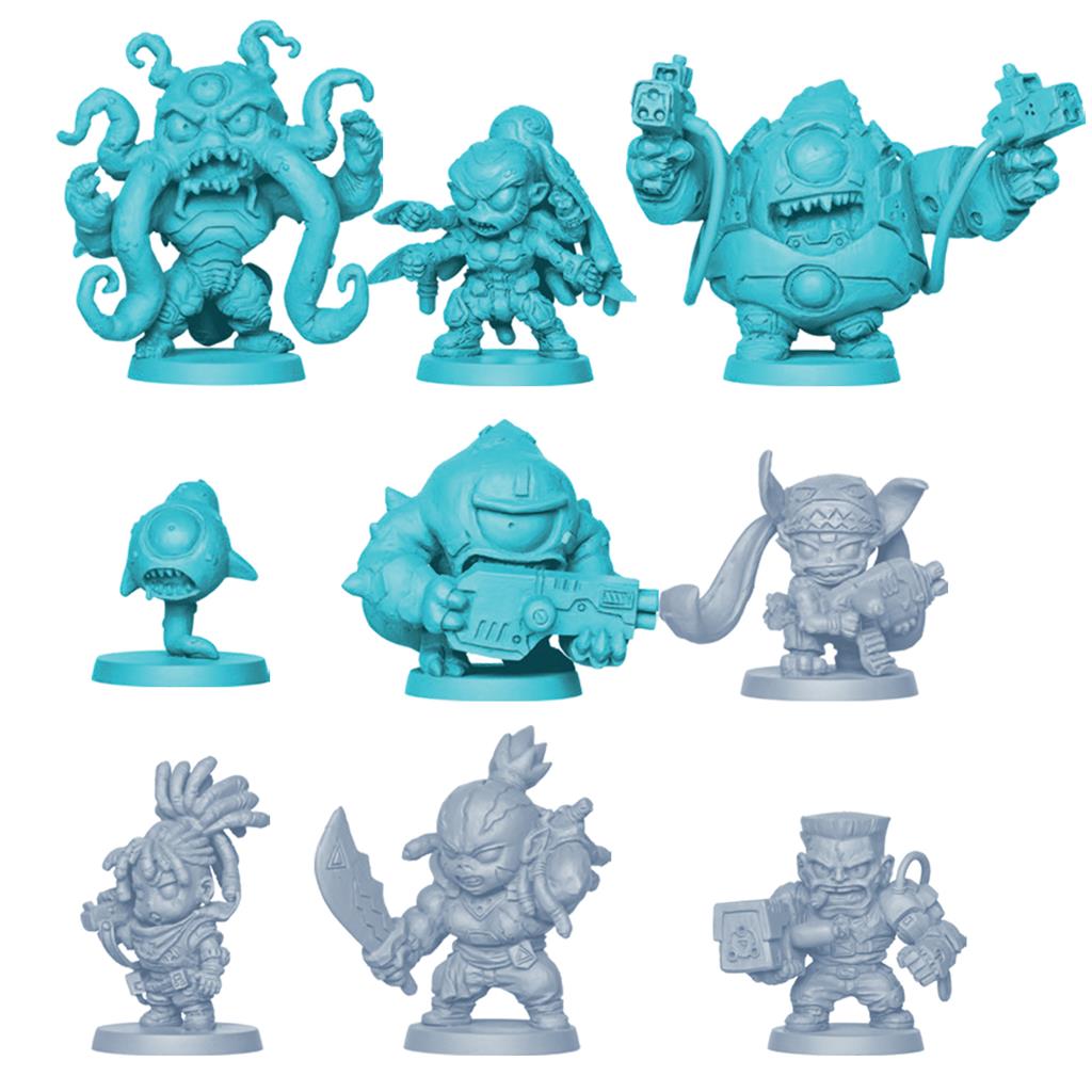 Starcadia Quest detailed game miniatures heroes and monsters