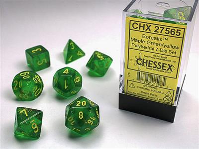 Chessex - Borealis Polyhedral Maple green/yellow 7-die set