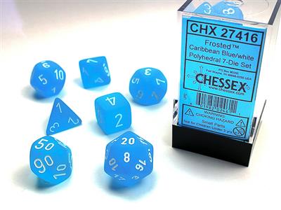 Chessex - Frosted Polyhedral Caribbean Blue/White