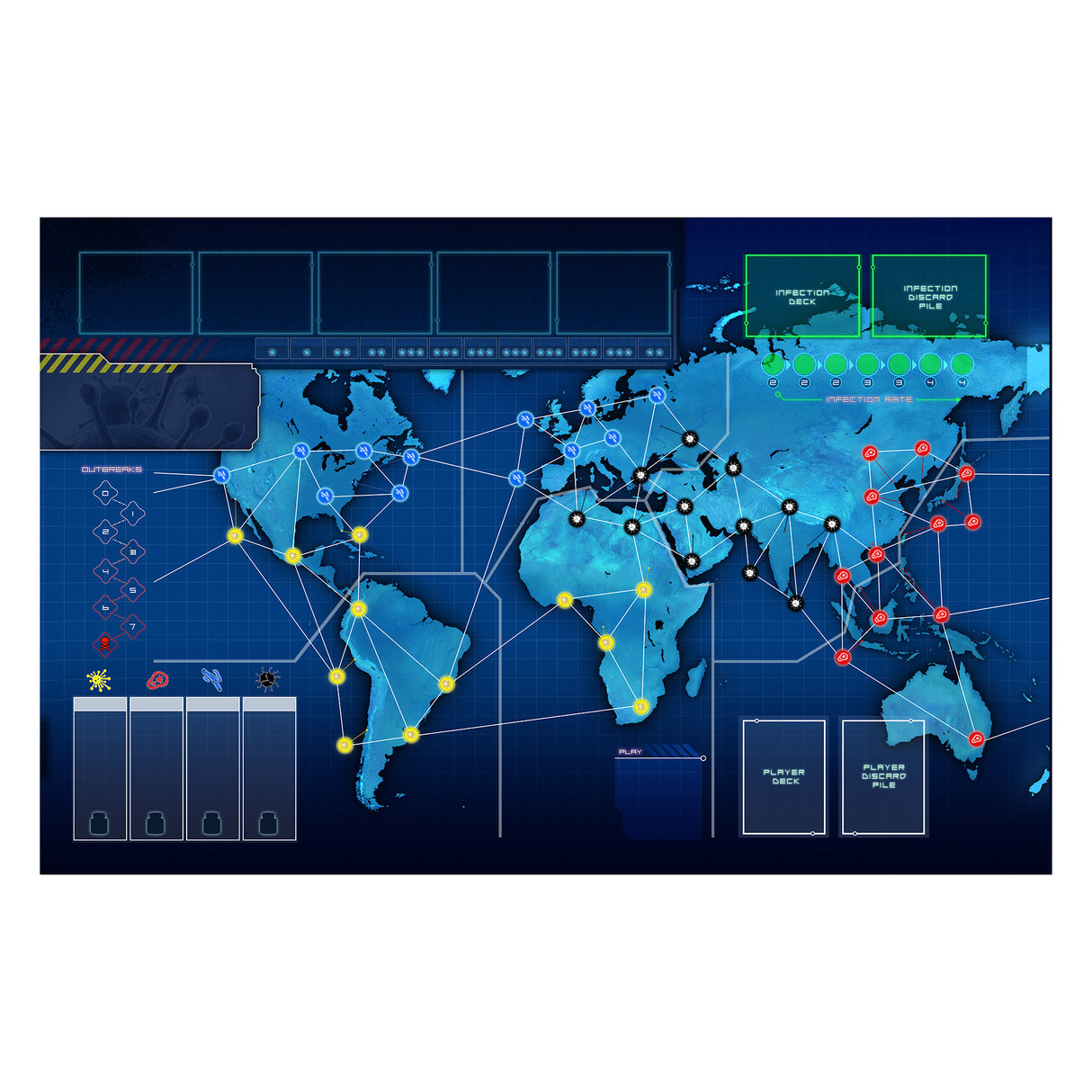 Pandemic: Legacy: Season 1 (Red Edition) game board and world map