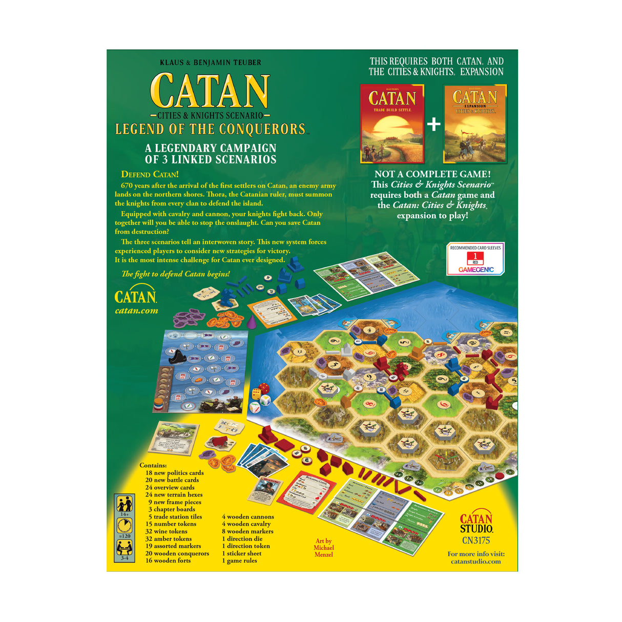 Catan Cities and Knights Legend of the Conquerers Scenario detailed scenario pieces and victory conditions