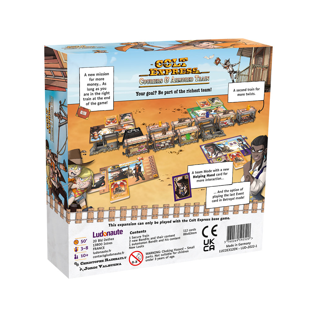 Colt Express: Couriers & Armored Train board game 3D train components and expansion pieces