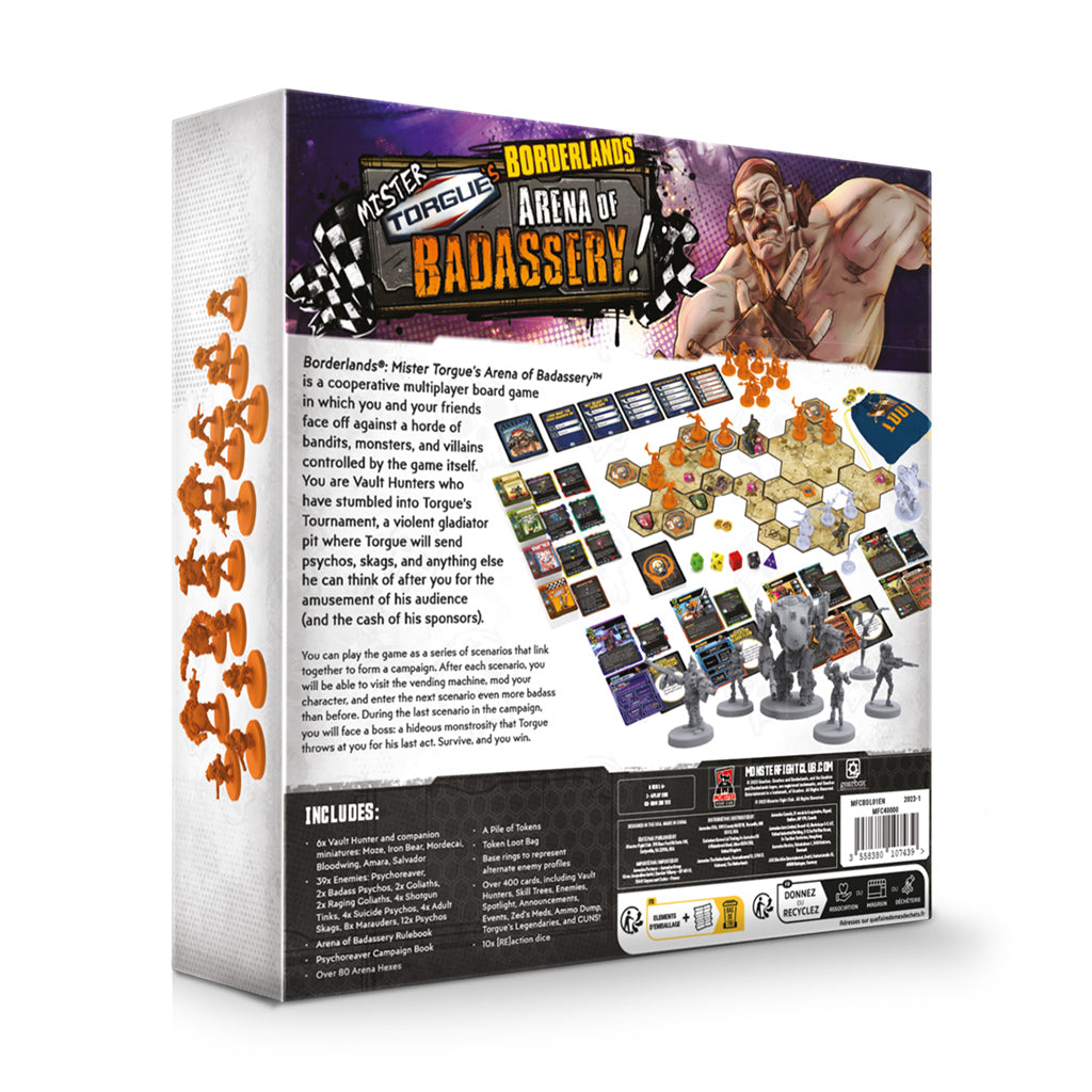 Borderlands: Mister Torgue's Arena of Badassery game components and vault hunters