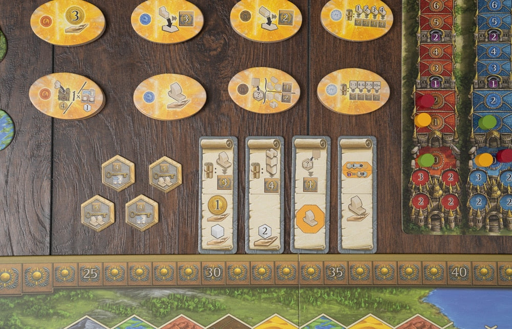Terra Mystica: Merchants of the Seas Expansion shipping routes and trade components