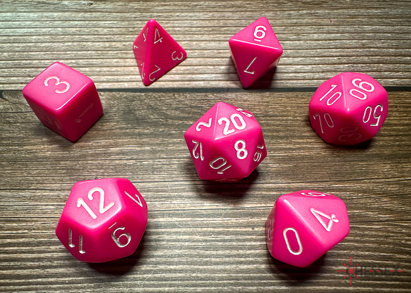 Chessex - Opaque Polyhedral Pink/White 7-die set