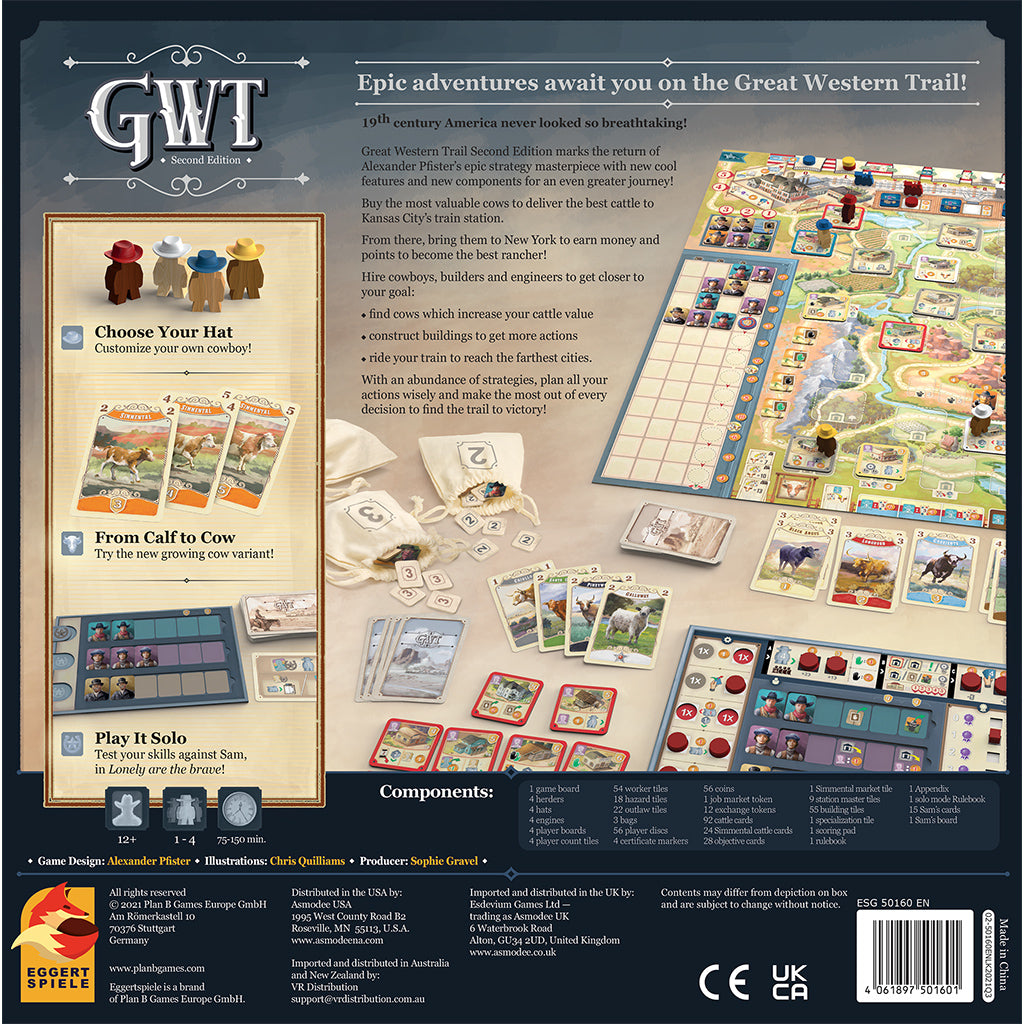Great Western Trail detailed game pieces and player boards