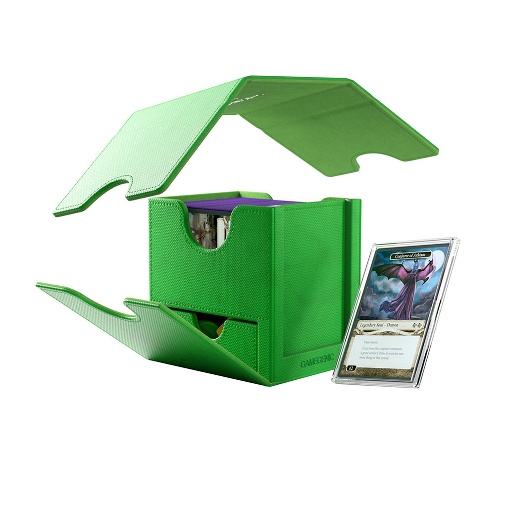 Sidekick PRO 100+ XL Deck Box - Green open with card storage