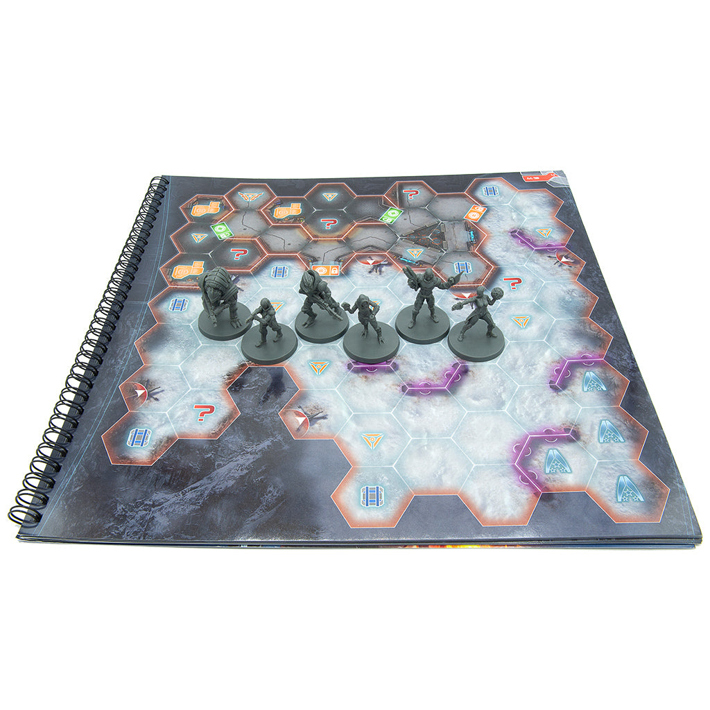 Mass Effect The Board Game Priority Hagalaz expansion components including mission cards and character abilities